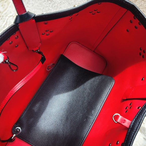 Christian Louboutin Black Leather Studded Tote with Red Interior - Picture 8 of 9